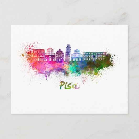 Pisa skyline in watercolor ポストカード (正面)