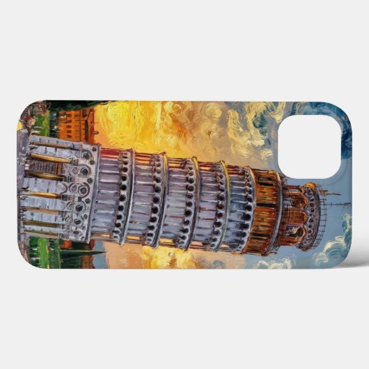 Pisa Tower: Sunset Impressionist Oil Art Case-Mate iPhoneケース (裏面 (横))