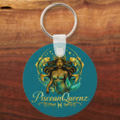 Piscean Queen Teal Shower Curtain キーホルダー (正面)