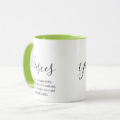 「Piscesパーソナライズされた〔占星術の〕十二宮図の符号名と特徴 マグカップ (正面左)