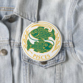 Pisces上の〔占星術の〕十二宮図の徴候 缶バッジ (インサイチュ)