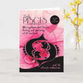 Pisces誕生日for Her Pink 2月20日と3月20日 カード (黄色い花)