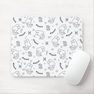 Pisces調和: Bunny Mermaids Pattern Line Art マウスパッド