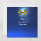 PISCES金ゴールドアクアブルー〔占星術の〕十二宮図バースデーパーティー 招待状 (裏面)