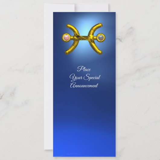 PISCES金ゴールドアクアブルー〔占星術の〕十二宮図バースデーパーティー 招待状 (裏面)