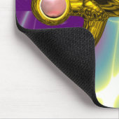 PISCES金ゴールド〔占星術の〕十二宮図誕生日サイン、ホワイトピンク真珠 マウスパッド (コーナー)