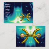 PISCES，パール，明るい青鮮やかのターカーゼピンク 名刺 (正面/裏面)