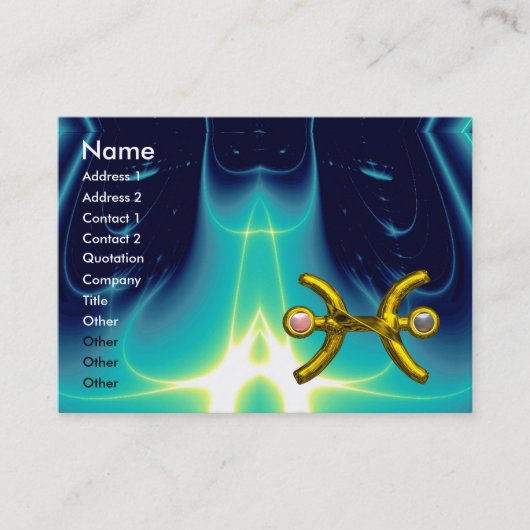 PISCES，パール，明るい青鮮やかのターカーゼピンク 名刺 (正面)