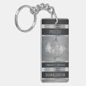 Pisces ♓ブラック&シルバーメッシュ キーホルダー (正面左)