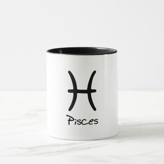 Pisces〔占星術の〕十二宮図の白い背景 マグカップ (中央)