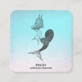 *~* PISCES〔占星術の〕十二宮図アストロロジー読ズアクアグリッター スクエア名刺