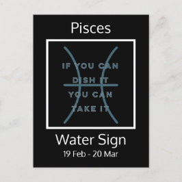 Pisces〔占星術の〕十二宮図サインおもしろい引用文（青と白） ポストカード