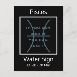 Pisces〔占星術の〕十二宮図サインおもしろい引用文（青と白） ポストカード