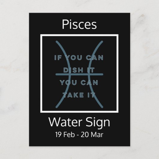 Pisces〔占星術の〕十二宮図サインおもしろい引用文（青と白） ポストカード (正面)