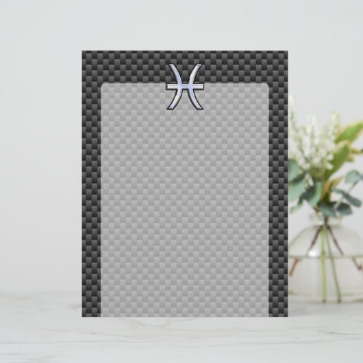 Pisces〔占星術の〕十二宮図サインイン炭素繊維スタイル (スタンド正面)