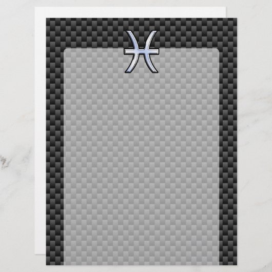 Pisces〔占星術の〕十二宮図サインイン炭素繊維スタイル (正面/裏面)