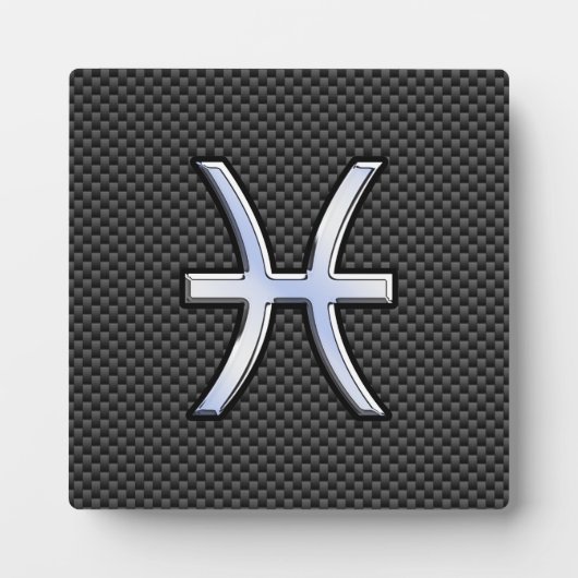 Pisces〔占星術の〕十二宮図サインイン炭素繊維スタイル フォトプラーク (正面)