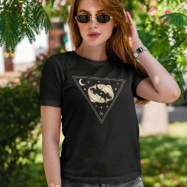 Pisces〔占星術の〕十二宮図サイン水要素金ゴールド Tシャツ