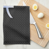 Pisces〔占星術の〕十二宮図シンボルの黒いヘビの皮の装飾 キッチンタオル (四つ折り)