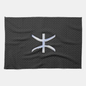 Pisces〔占星術の〕十二宮図シンボルの黒いヘビの皮の装飾 キッチンタオル (横)