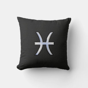 Pisces〔占星術の〕十二宮図シンボルの黒いヘビの皮の装飾 クッション