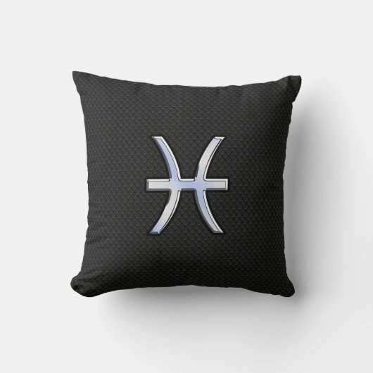 Pisces〔占星術の〕十二宮図シンボルの黒いヘビの皮の装飾 クッション (正面)
