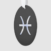 Pisces〔占星術の〕十二宮図シンボルオンブラックスネークスキンスタイル オーナメント (正面)