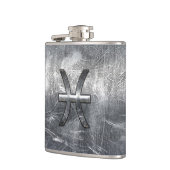 Pisces〔占星術の〕十二宮図シンボルグランジイン鋼スタイルプリント フラスク (左)