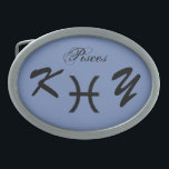 Pisces〔占星術の〕十二宮図シンボル標準by Kenneth Yoncich 卵形バックル<br><div class="desc">魚座〔占星術の〕十二宮図シンボル標準、ベルトバックル…写真Copyright (C) Kenneth Kenji Yoncich.All Rights Reserved.</div>