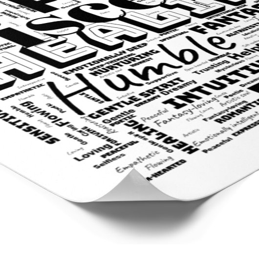 Pisces〔占星術の〕十二宮図ワードクラウドインスピレーションスクエア(S-M) ポスター (角)