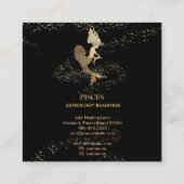 *~* PISCES〔占星術の〕十二宮図占星術の黒い金ゴールド スクエア名刺 (裏面)