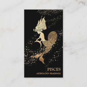 *~* PISCES〔占星術の〕十二宮図星座の読金ゴールドブラック 名刺