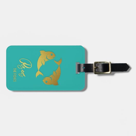 Pisces〔占星術の〕十二宮図標識ラゲージタグ ラゲッジタグ (正面横)