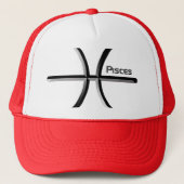 PISCES、〔占星術の〕十二宮図符号の抽象デザイン、T-Shi キャップ (正面)