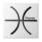 PISCES、〔占星術の〕十二宮図符号の抽象デザイン、T-Shi タイル (正面)