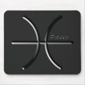 PISCES、〔占星術の〕十二宮図符号の抽象デザイン、T-Shi マウスパッド (正面)