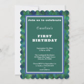 Pisces 1st Birthday Impressionist Gold Glitter 招待状 (裏面)