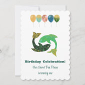 Pisces 1st Birthday Impressionist Gold Glitter 招待状 (正面)