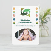 Pisces 1st Birthday Photo Impressionist Gold Invi 招待状 (スタンド正面)