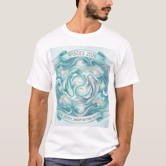 Pisces 2026 Zodiac Twin Fish Mandala – Intuition & Tシャツ (正面)