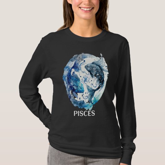 Pisces 2 Fishes Zodiac Sign Astrological Water Nep Tシャツ (正面)