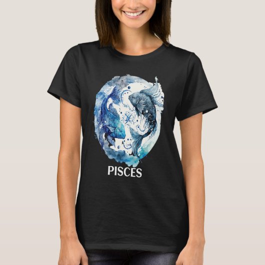 Pisces 2 Fishes Zodiac Sign Astrological Water Nep Tシャツ (正面)