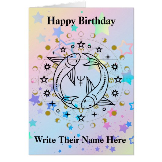 Pisces Astrology誕生日カード2月19日～3月20日 (正面)