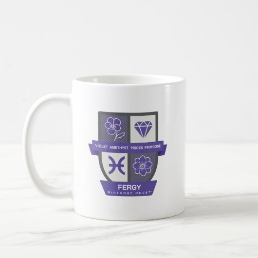 Pisces Birthday Crest™ for February 19-29 Mug コーヒーマグカップ (左)