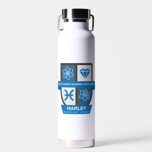 Pisces Birthday Crest™ for March 1-20 ウォーターボトル (正面)