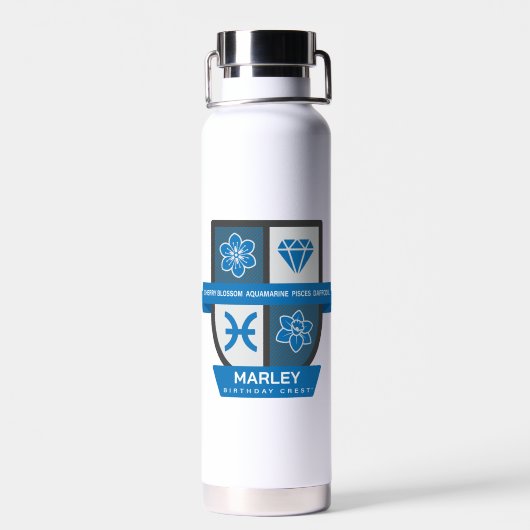 Pisces Birthday Crest™ for March 1-20 ウォーターボトル (背面)