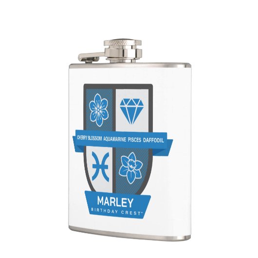 Pisces Birthday Crest™ for March 1-20 フラスク (左)