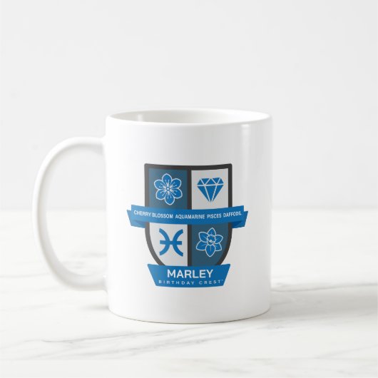 Pisces Birthday Crest™ for March 1-20 Mug コーヒーマグカップ (左)