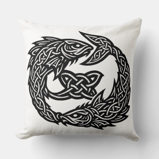 Pisces Celtic Twin‑Current Sigil | BurnsInHell Ink クッション (正面)