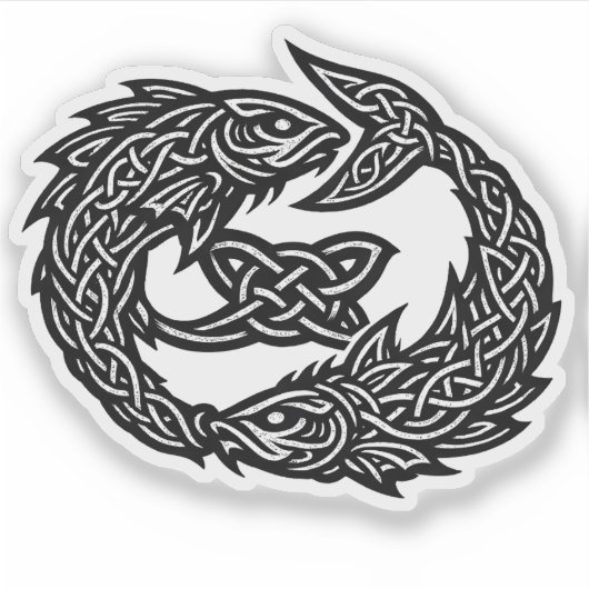 Pisces Celtic Twin‑Current Sigil | BurnsInHell Ink シール (正面)
